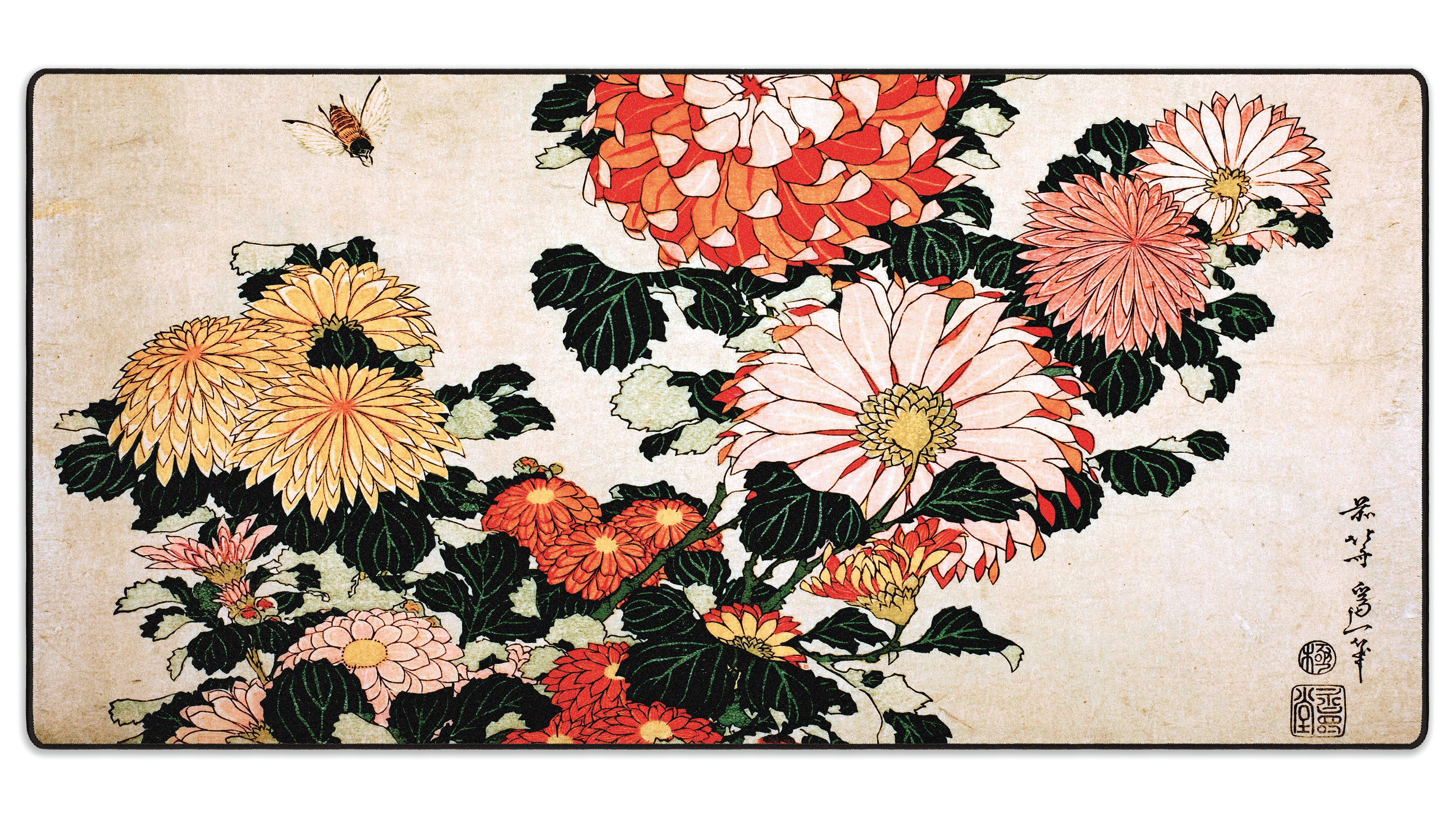 Chrysanthemums and Bee, by Hokusai - The Mousepad Company