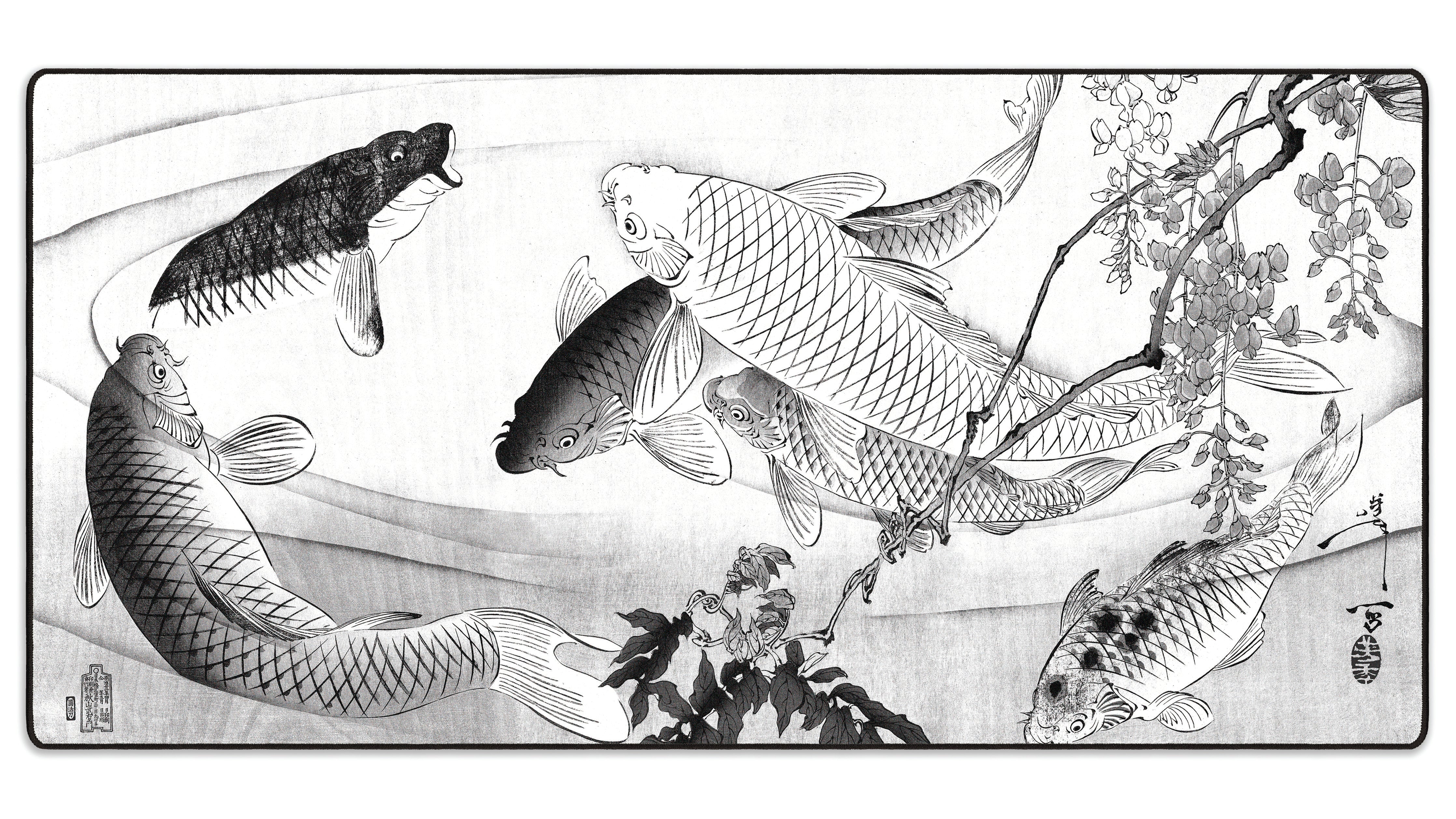 Carp with Wisteria, by Yoshitoshi - The Mousepad Company